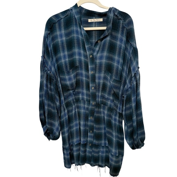 We The Free Navy Plaid Mini Dress - Picture 1 of 4